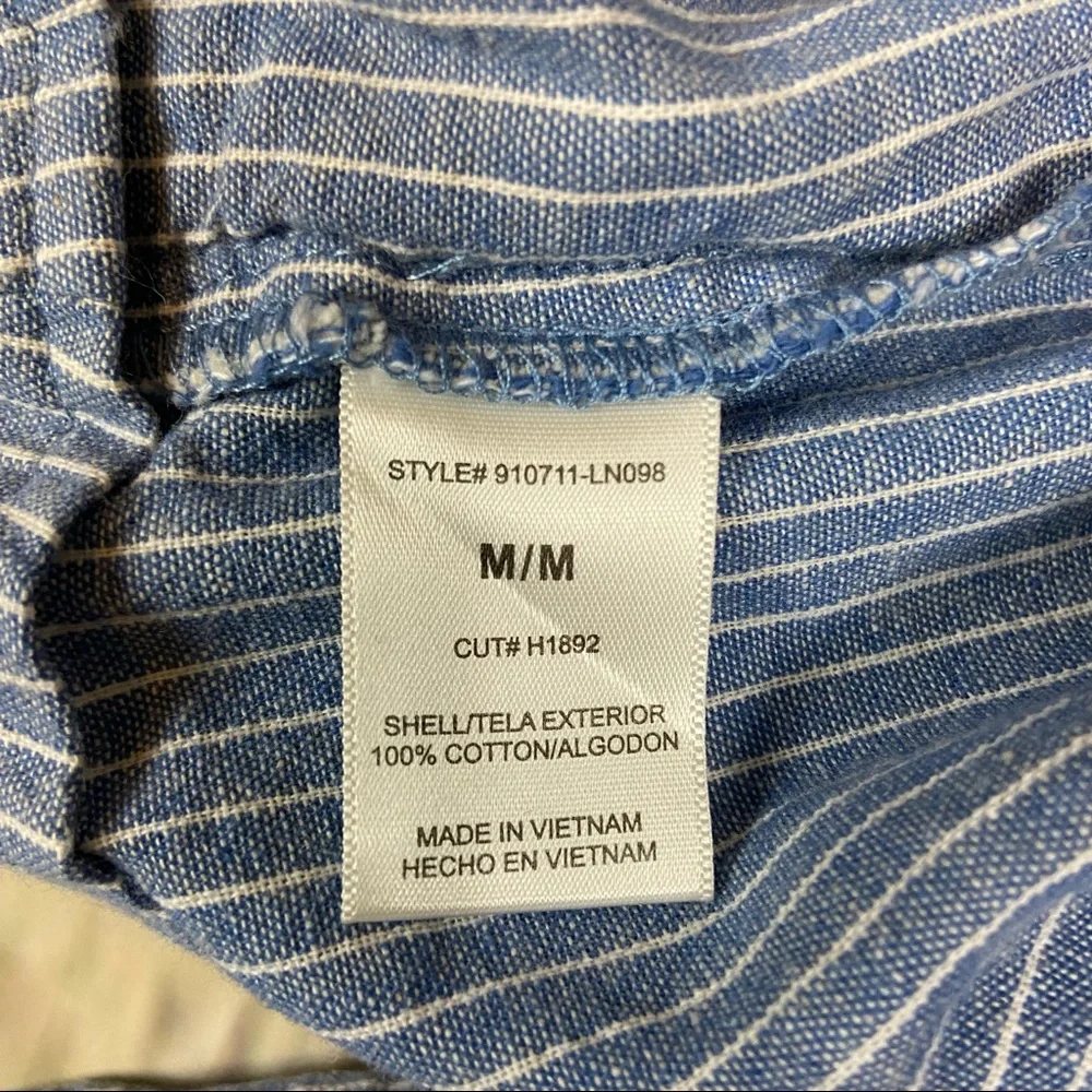 4/$25 Have blue white striped paper bag crop pants
